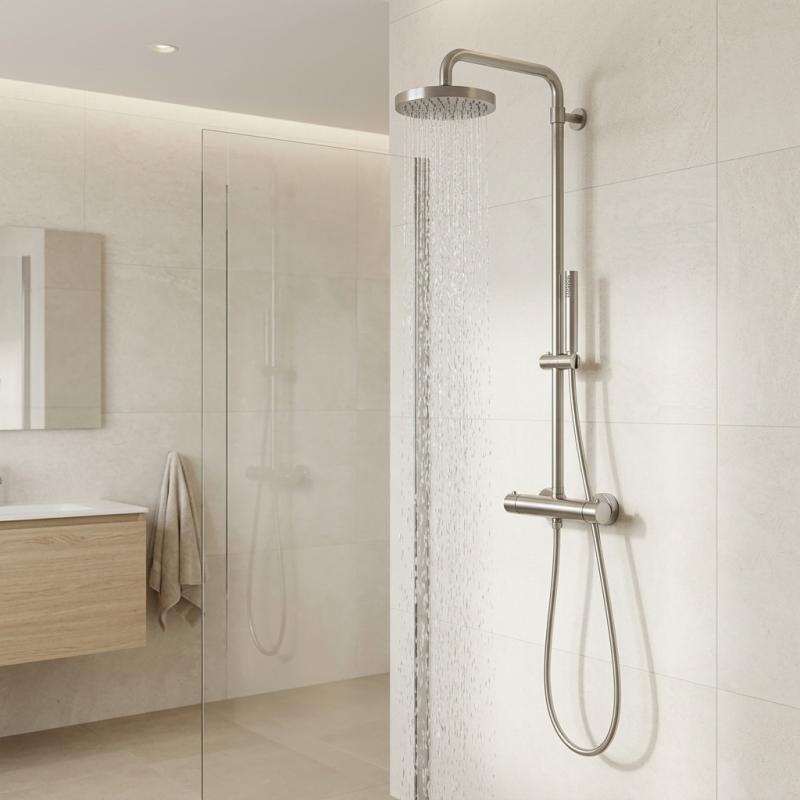 Waterevolution Flow douchecombinatie met thermostaat en regendouche volledig RVS T141TIE